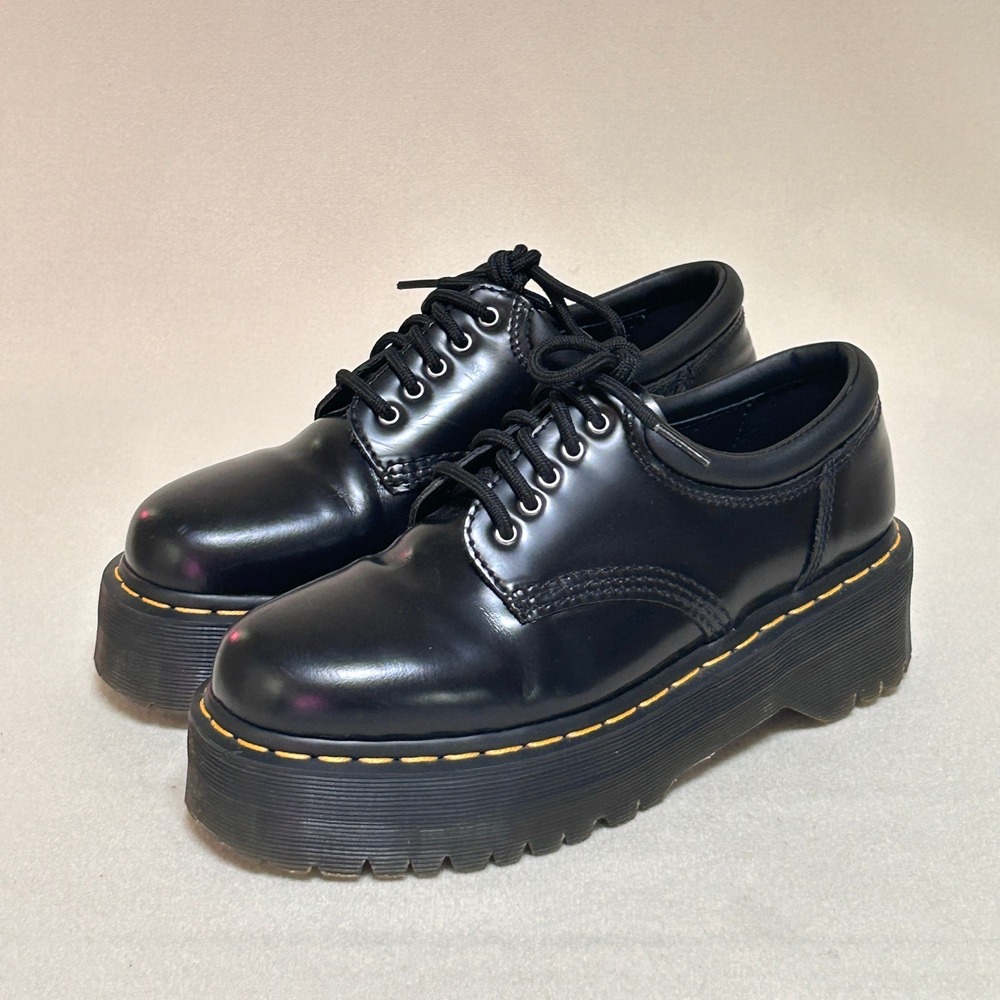 Dr Martens 8053 Quad Platform Oxford Shoes Womens 8 Mens 7 Black Leather
